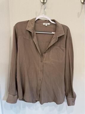 Splendid Collection Women's Button-Up Shirt Large Brown